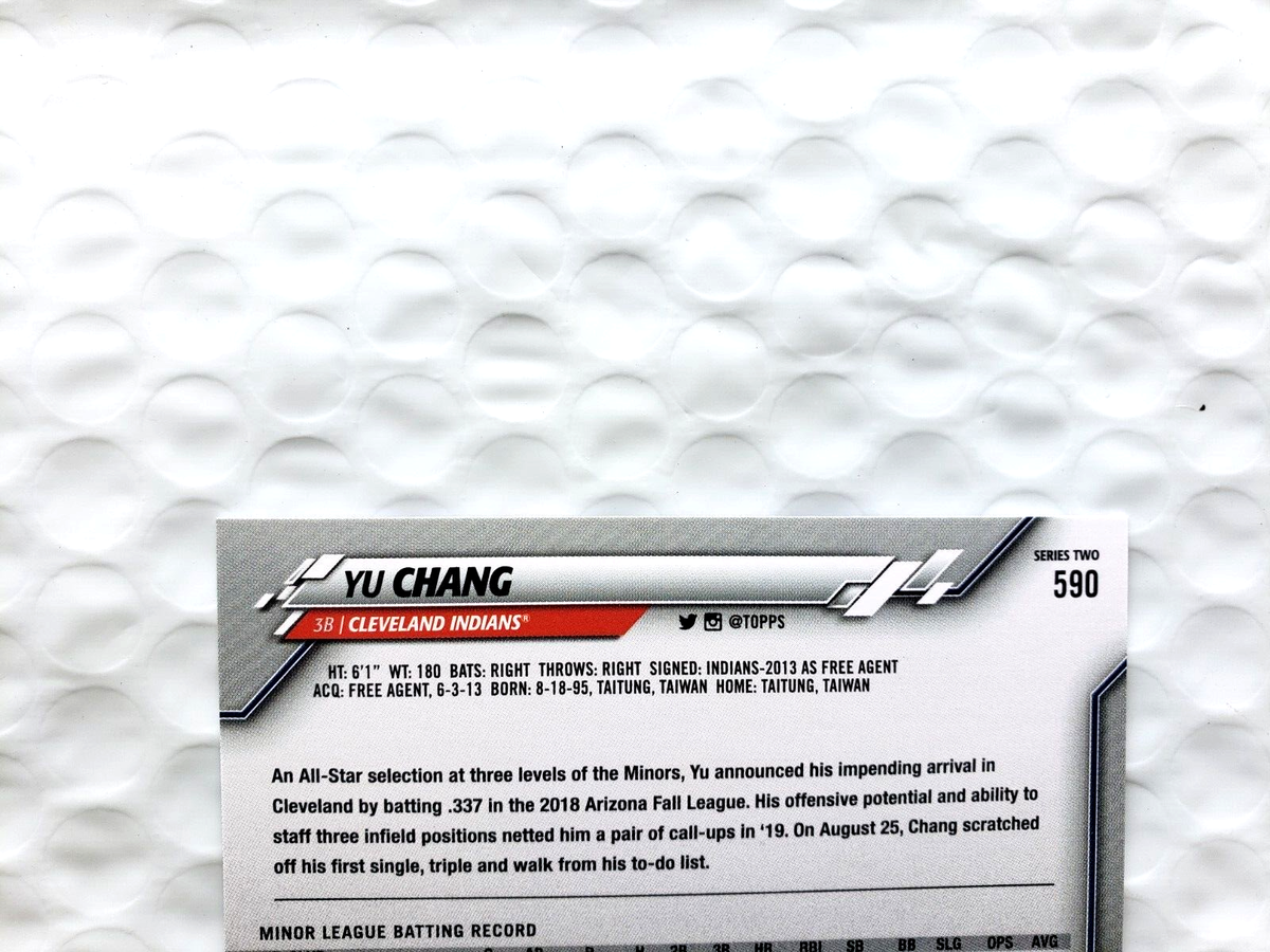 2020 Topps SERIES 2 - YU CHANG - ROOKIE CARD # 590 - NRMNT