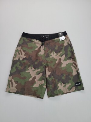Hurley Swim Trunks Mens 29 Green Camoflauge Board Shorts Outdoors Surfing Mens