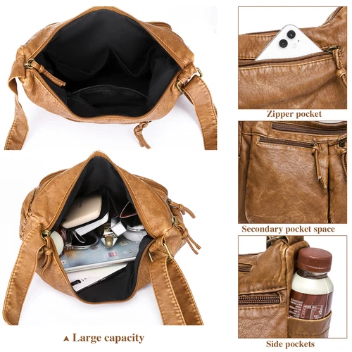 Womens Vintage Soft Leather Shoulder Bag Purse Lady Messenger Crossbody Bag - Bild 49 von 50