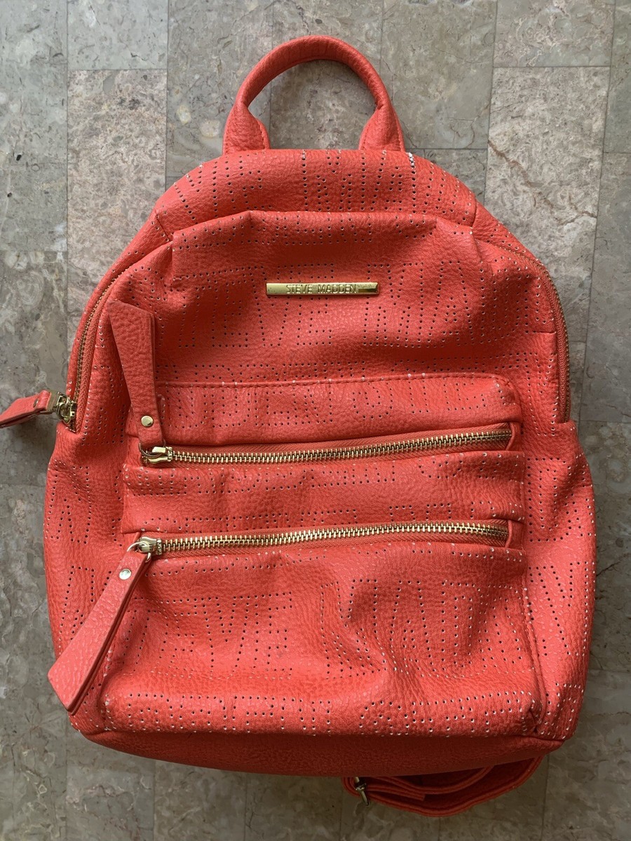Steve Madden Mini Backpack Orange Red Gold Accent Zippers | eBay