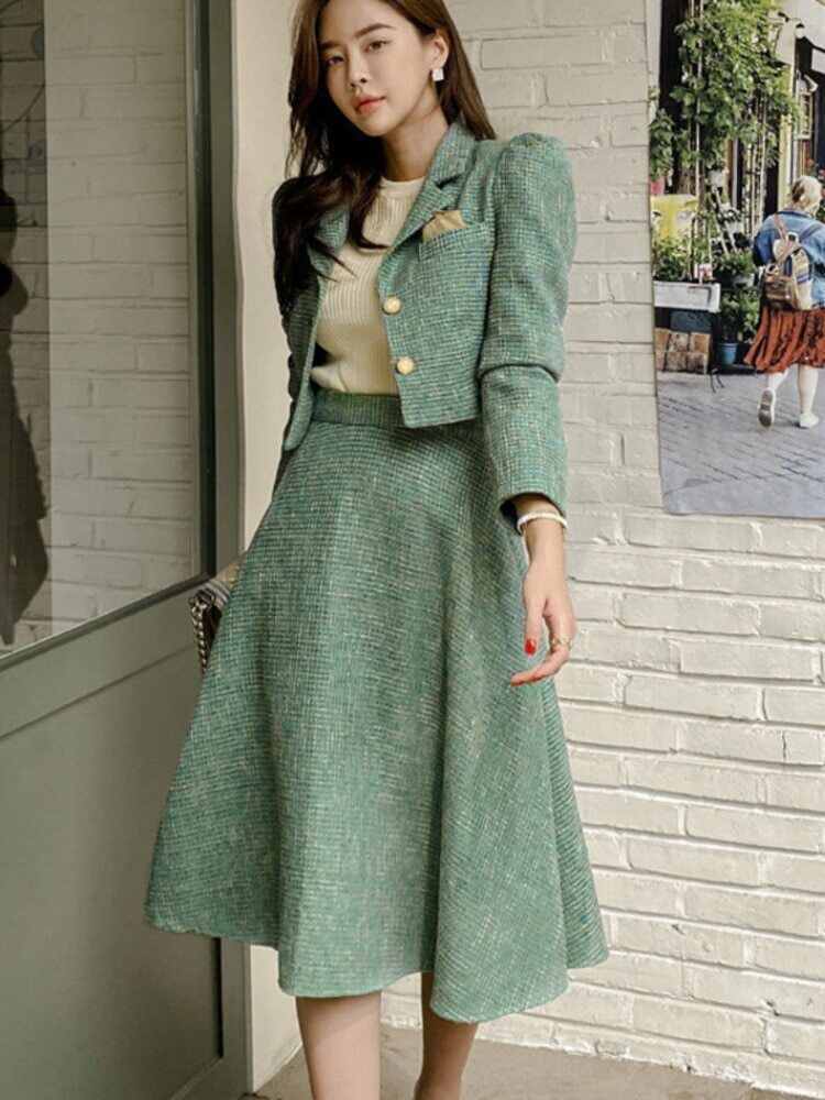 2 Piece Set Women Top Short Jacket Coat + Long Skirts Sets 2 Piece Suits 2 Piece Set Women Top Short Jacket Coat + Long Skirts Sets 2 Piece Suits