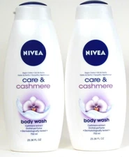 2 Ct Nivea 25.36 Oz Care & Cashmere Extract Orchid Perfume Moisture Body Wash