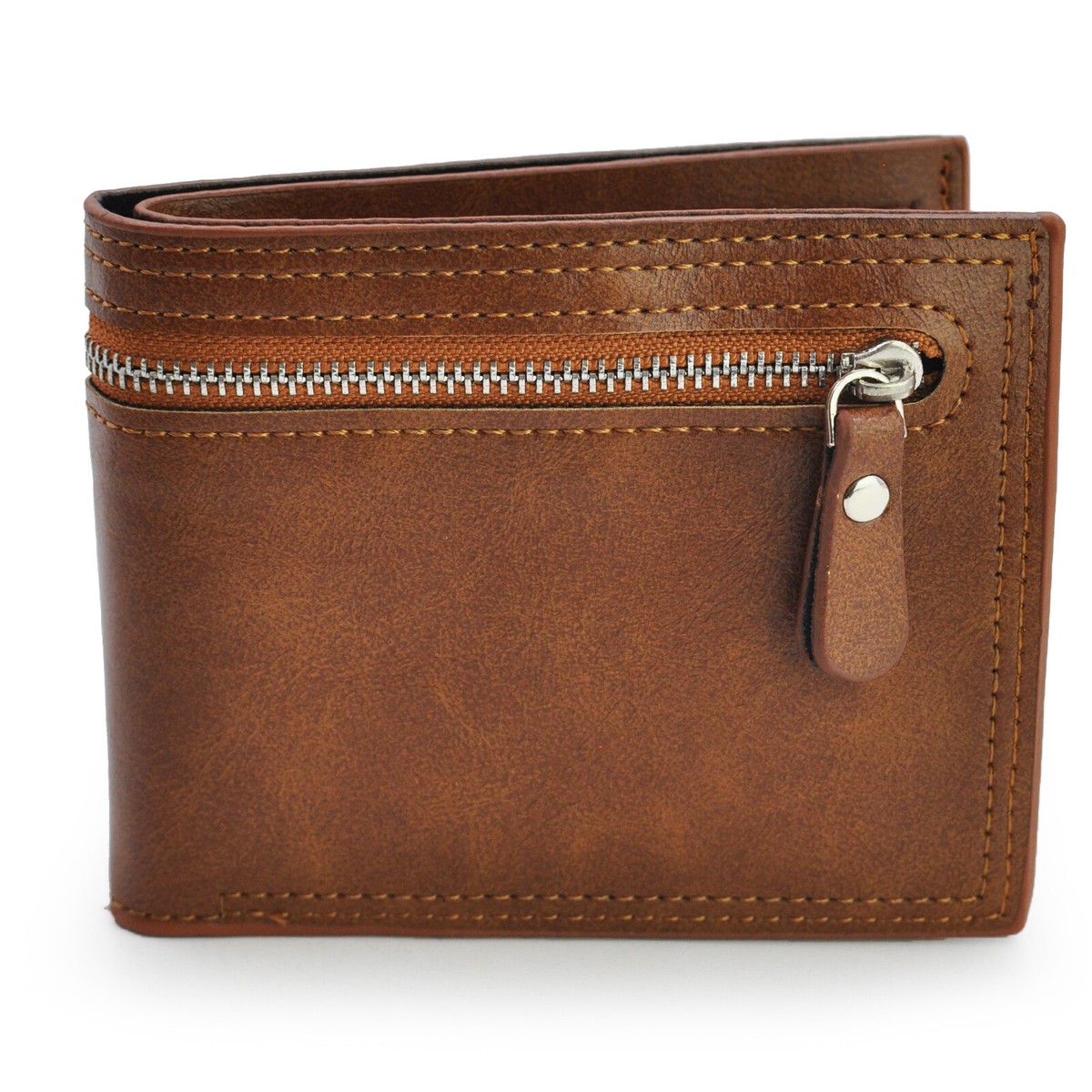 Gm Portafoglio uomo sportivo nuovo zip marrone porta carte