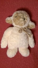 12" CREAM TAN SHEEP LAMB BEAN BAG ROPE BOW plush stuffed toy
