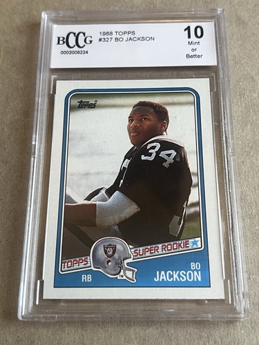 Bo Jackson 1988 TOPPS SUPER ROOKIE Card #327 - BCCG 10 Sharp Football