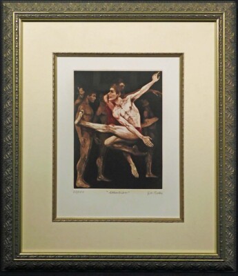 G H Rothe ATTENTION 1984 Hand Signed male ballet dancer custom framed artwork