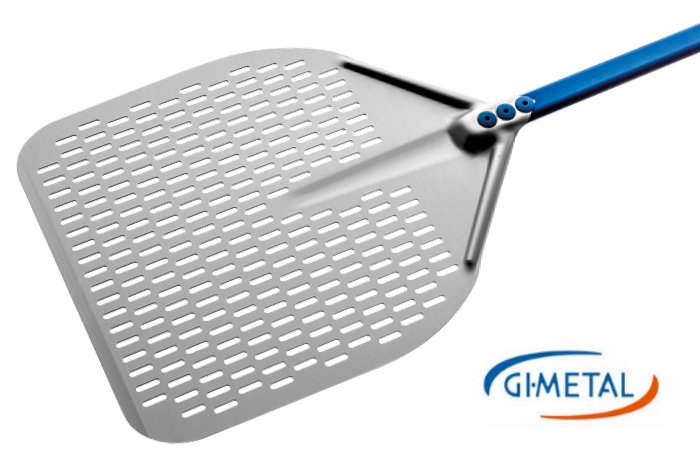 GIMETAL PALA PIZZA FORATA 45X45 MAXI ALLUMINIO ANODIZZATO PROFESSIONALE 1,50 MT.