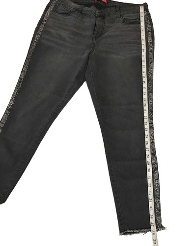 Women's Jennifer Lopez Jeans Skinny Ankle Fringe Snakeskin Sides Black Size 16 - Picture 6 of 16
