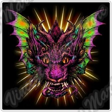 Colorful Dragon Face Fantasy Lizard Car Car Bumper Vinyl Sticker Decal 4.6"