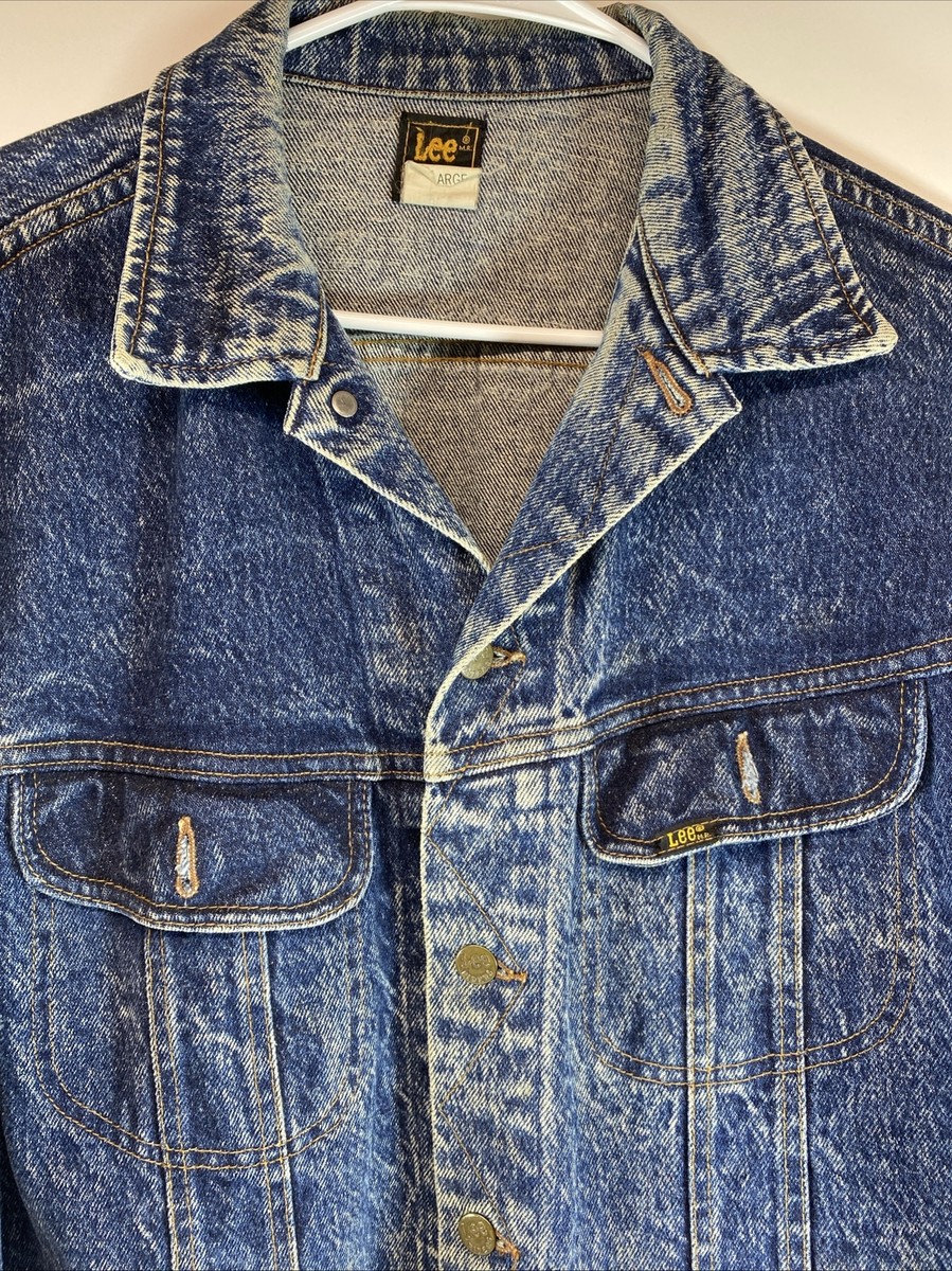Vintage Large Lee Rider Denim Trucker Jean Jacket Blue PATD-153438