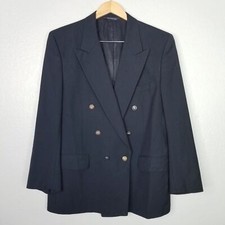 VTG 80 s Burberrys wool Blazer jacket logo buttons black double breast xl