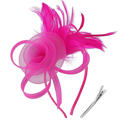 Fascinator Feather Mesh Headband Retro Brides Headwear Elegant Hair Accessories - Picture 11 of 23