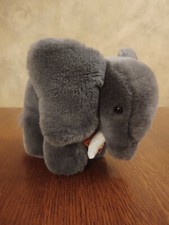 Dakin Vintage 1989 Grey Elephant Faux Leather Tusks 7" Plush With Tags