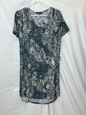 Christian Siriano tunic dress size S/ CH Gray Black Brown Snake Print Cocktail