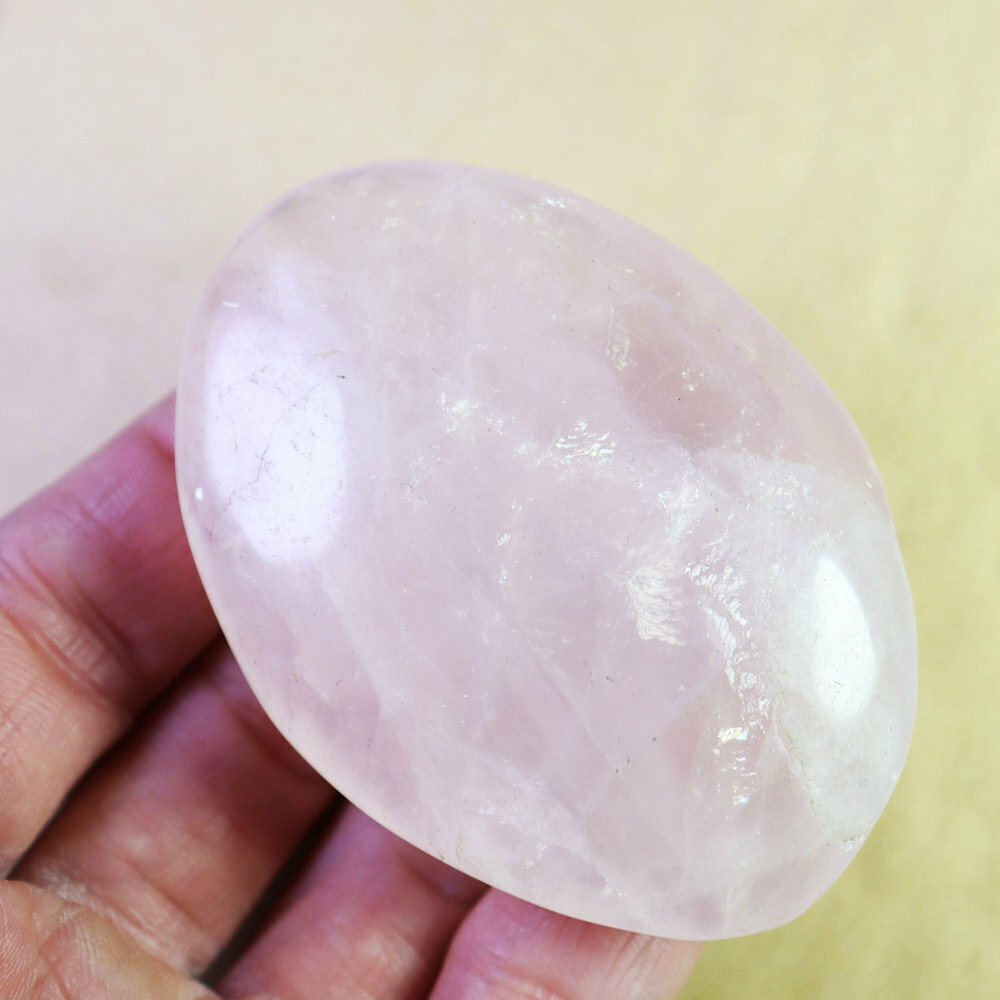 Natural Pink Rose Quartz Crystal Palm Stone Healing Mineral Specimen