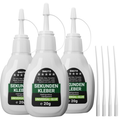 3x 20g Universaler Sekundenkleber flüssig wasserfest *extrem stark*