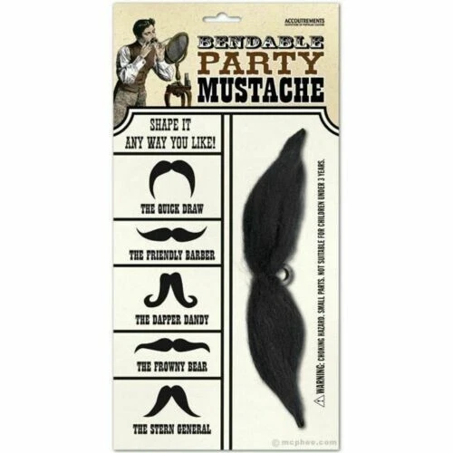 Fake Moustache Bendable Shape your Own Tash Fancy Dress Mexican Moustache