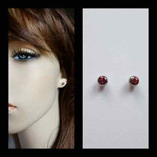 New Titanium Solid Pink Stone Gem Stud 4mm Ball Fine Earring Set Hypoallergenic