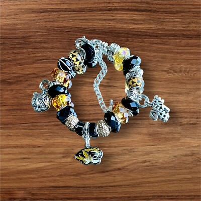 University of Missouri Tigers beaded  charm Bracelet. Mizzou, NCAA