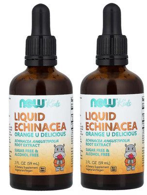 2x NOW Foods Kids, Liquid Echinacea, Orange, 2 fl oz (59 ml)