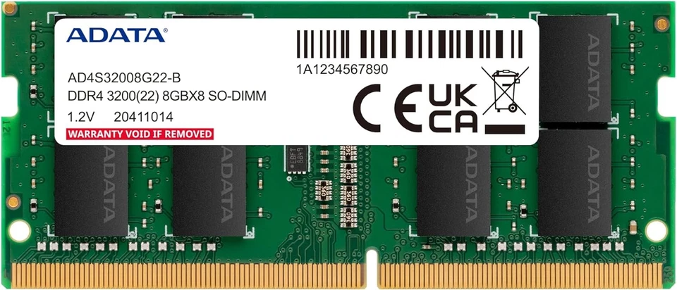 ADATA Premier 8GB, DDR4, 3200MHz (PC4-25600), CL22, SODIMM Memory, 1024x8 1x8GB  - Image 2 of 3