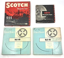 UNUSED Lot 4 Recording Tapes Reels SCOTCH FISCHER hi-fi 7" and 5" Magnetic 1/4"