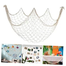 80x40 Inch Fishing Net Decor, 3mm Natural Cotton Large Large - 1 Pack Beige