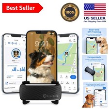 GPS Dog Tracker with Virtual Fence  Bark Detection - Waterproof Black