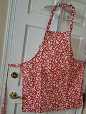 Novacart - Premium Apron, Red and White flowers, cotton NEW