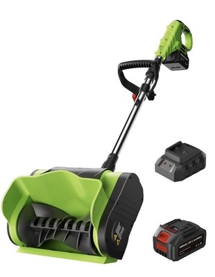 KAFKESC Electric Snow Shovel Cordless 20V 12'' 4Ah Battery Snow Blower - Green