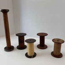 Assorted Late 19th Early 20th Century Wooden Industrial Thread Spools Lot Of 5