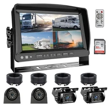9'' quad-screen monitor DVR video recorder   4 1080P side and rear-view cameras