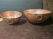 MAUVIEL M’PASSION COPPER EGG WHITE BEATING BOWLS W/ RING 12.5" and 8.5" SET OF 2