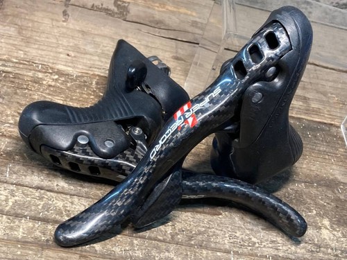 Jeu De Manettes De Frein/vitesses Campagnolo Super Record 2x11V - Carbone, Occasion Avec Traces D'usure