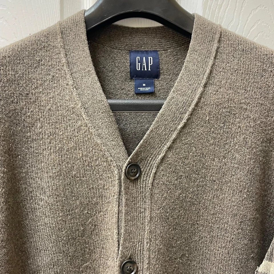 Vintage Gap Men's Sz M Arm Striped Cardigan Wool Cashmere Blend Grandpacore - Image 2 of 4