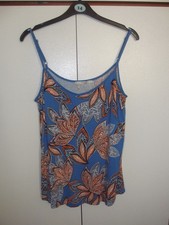 George , Blue multi, Smock Top / Strappy Vest, adjustable straps - Womens UK 14
