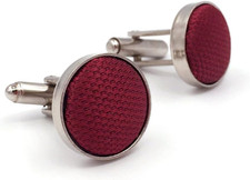 SHLAX&WING Solid Color Red Burgundy Wedding Silk Matching Cufflinks