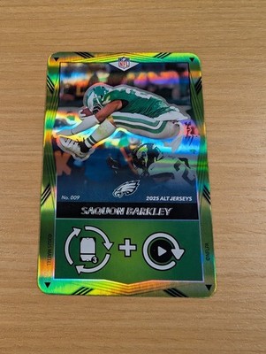 2025 UNO Elite Alt Jerseys - Green Foil Promo Saquon Barkley Card #009 - Eagles