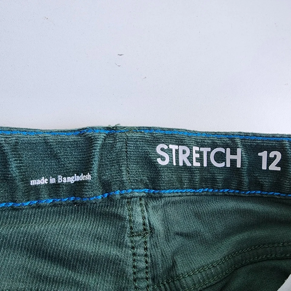 Pantalones de pana suaves elásticos Crewcuts para niños verde cintura ajustable talla 12 Foto 4 de 4