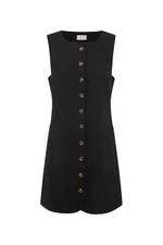 POSSE Emma Button Down Linen Mini Dress in Black Size M