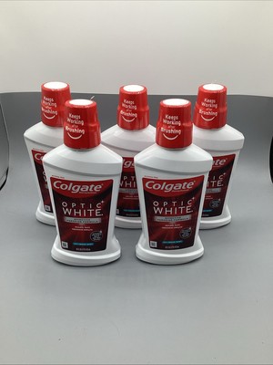Colgate Optic White Mouthwash 5 Pack Peroxide Formula Icy Fresh Mint 16 Oz NEW