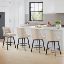 Counter Height Swivel Barstools with Back,26" H Seat Height Upholstered Bar Stoo