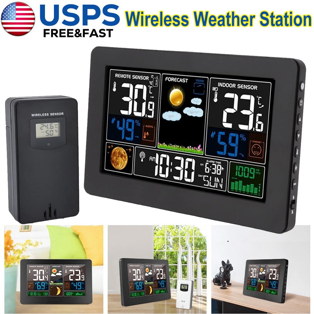 Clock Indoor & Outdoor Calendar Thermometer Wireless
