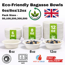 Bagasse Bowls Disposable Party Takeaway Bowls 6oz 8oz 12oz Compostable White
