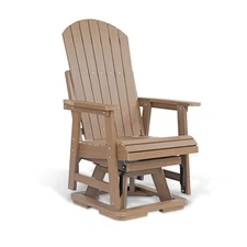 HIPS Swivel Patio Glider, Poly Lumber Weather Resistant Outdoor Chair, Brown