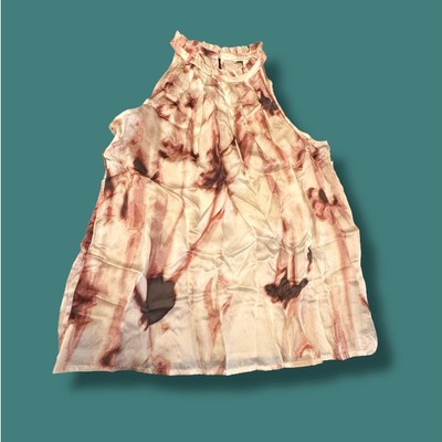 Banana Republic NWT 100% Silk Rose Tie-Dye Halter Blouse Size M