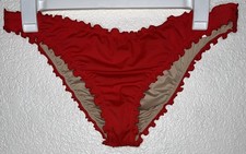 Women's Ruffle High Leg Extra Cheeky Bikini Bottom Shade  Shore Red Size XL