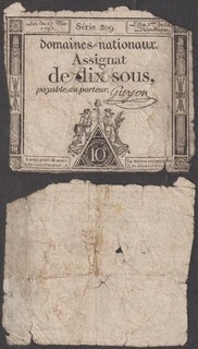 France Assignat 10 Sous 1793 VG P A68