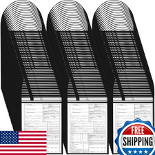 80 Black Job Ticket Holders 10x14 - Oversized Dry Erase Pockets with Hanging Str