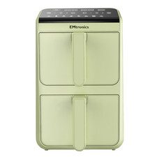 EMtronics 10L Stack Dual Air Fryer Double Basket Large Family Size - Sage Green